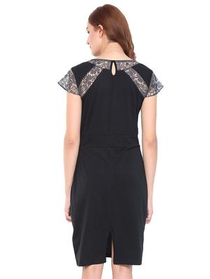 keyhole back mesh paneled sheath dress - 16227109 - Standard Image - 3