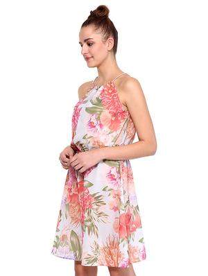 halter neck drawstring floral dress - 16227111 - Standard Image - 2