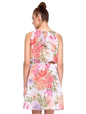 halter neck drawstring floral dress - 16227111 - Standard Image - 3