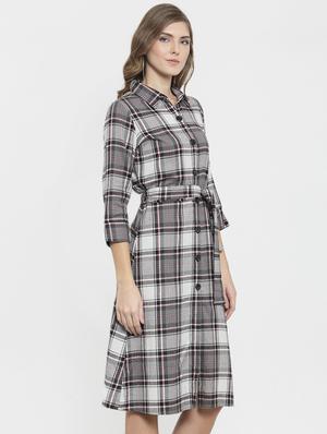 tie knot button up a-line dress - 16227113 - Standard Image - 2