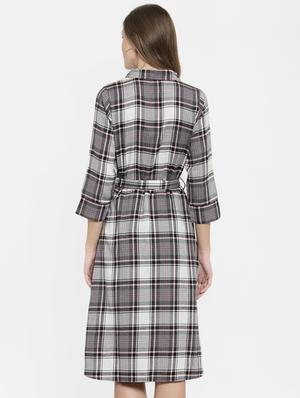 tie knot button up a-line dress - 16227113 - Standard Image - 3