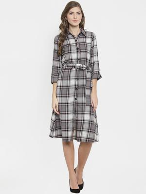 tie knot button up a-line dress - 16227113 - Standard Image - 4