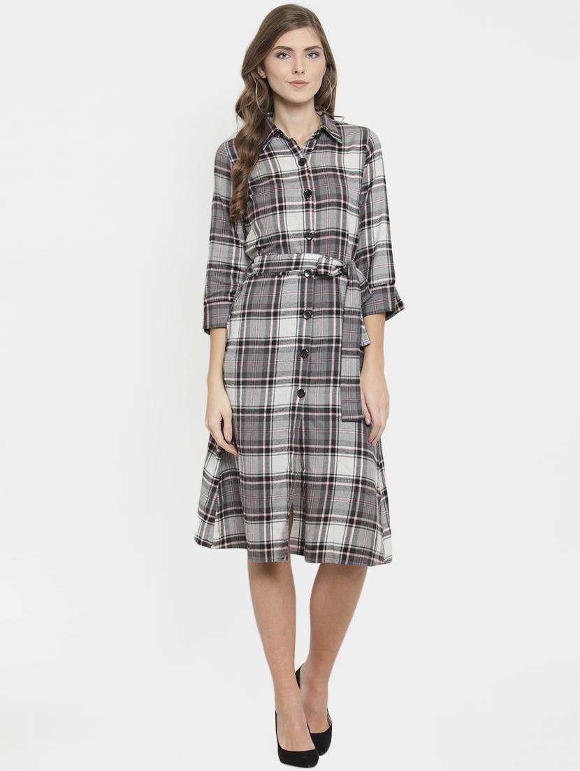 tie knot button up a-line dress - 16227113 - Zoom Image - 4