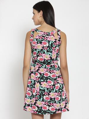 cut out detail floral a-line dress - 16227115 - Standard Image - 3