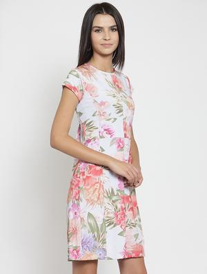 crew neck floral a-line dress - 16227116 - Standard Image - 2