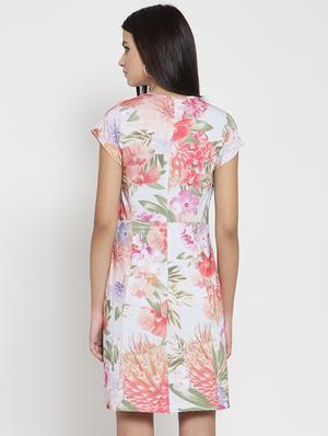 crew neck floral a-line dress - 16227116 - Standard Image - 3