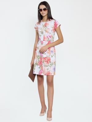crew neck floral a-line dress - 16227116 - Standard Image - 4