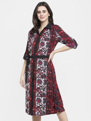 button up tie knot a-line dress - 16227122 - Standard Image - 2