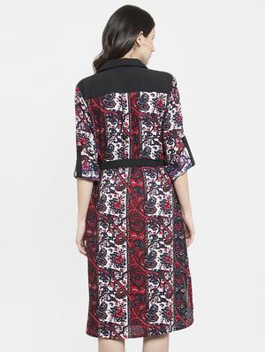button up tie knot a-line dress - 16227122 - Standard Image - 3