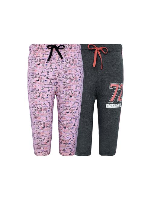 pink and black cotton three fourths shorts - 16227372 - Standard Image - 1