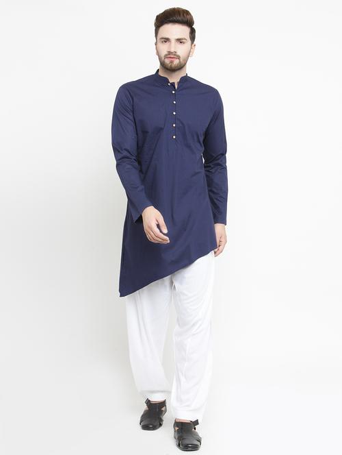 blue solid asymmetric kurta - 16227383 -  Standard Image - 0