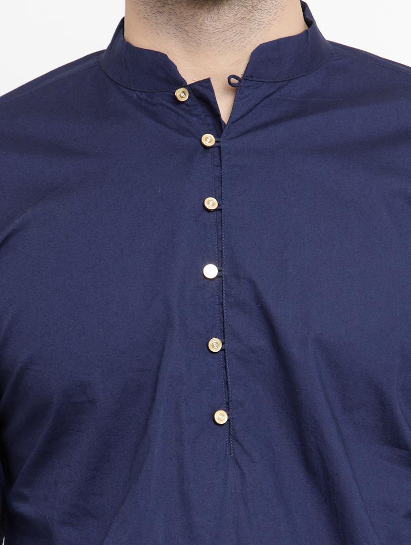blue solid asymmetric kurta - 16227383 - Zoom Image - 4