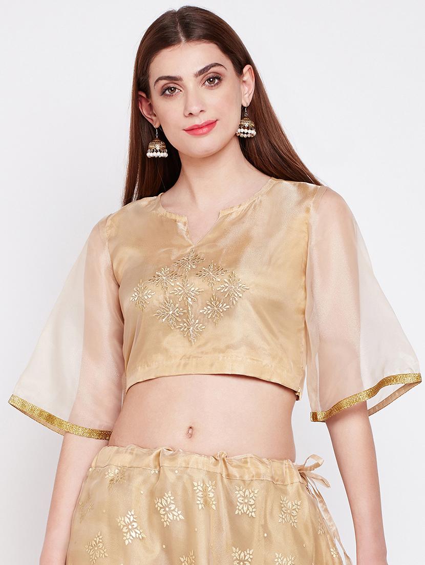 beige georgette embroidered blouse - 16228274 - Zoom Image - 1