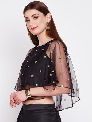 black net embroidered blouse - 16228277 - Standard Image - 2