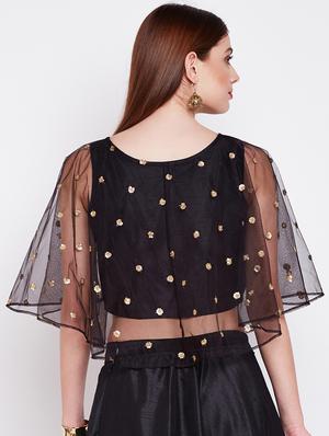 black net embroidered blouse - 16228277 - Standard Image - 3