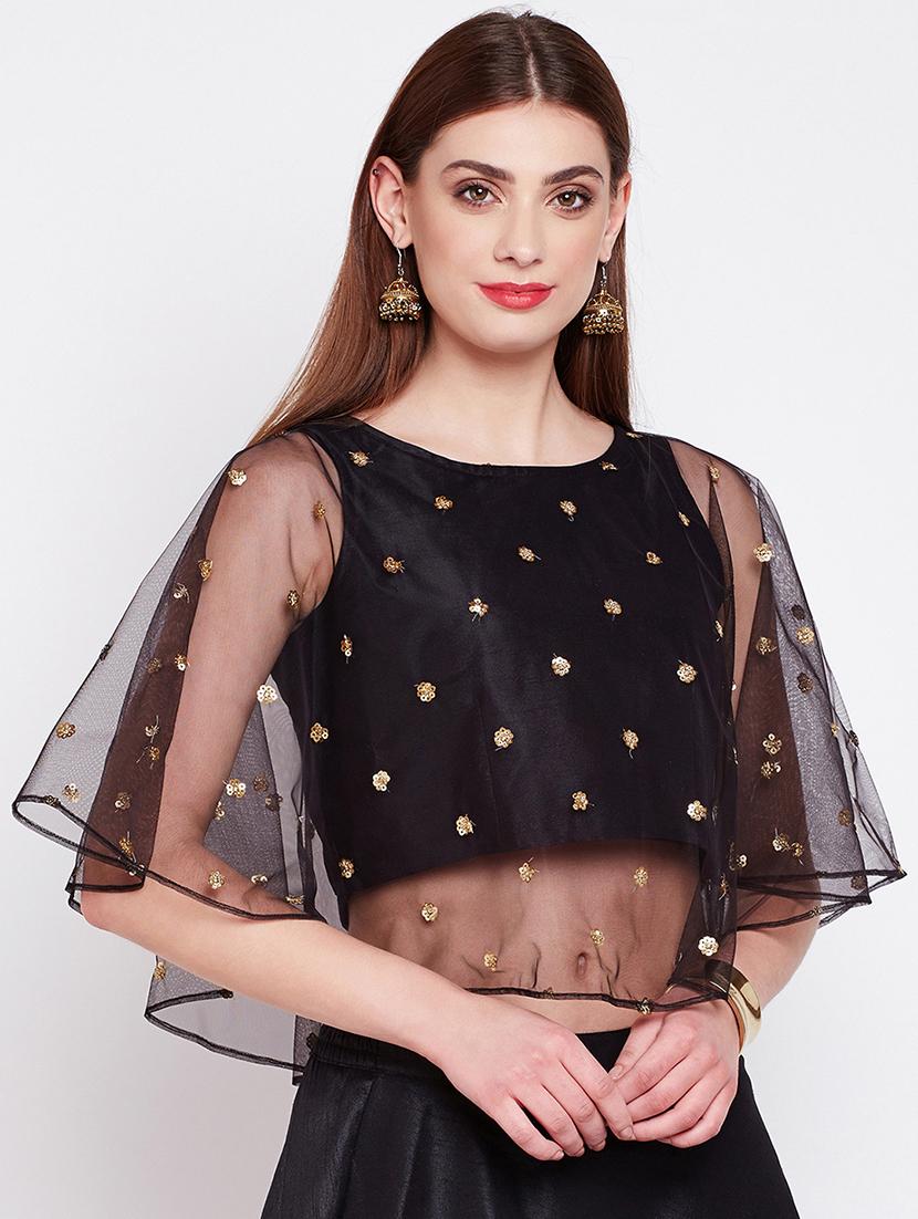black net embroidered blouse - 16228277 - Zoom Image - 1
