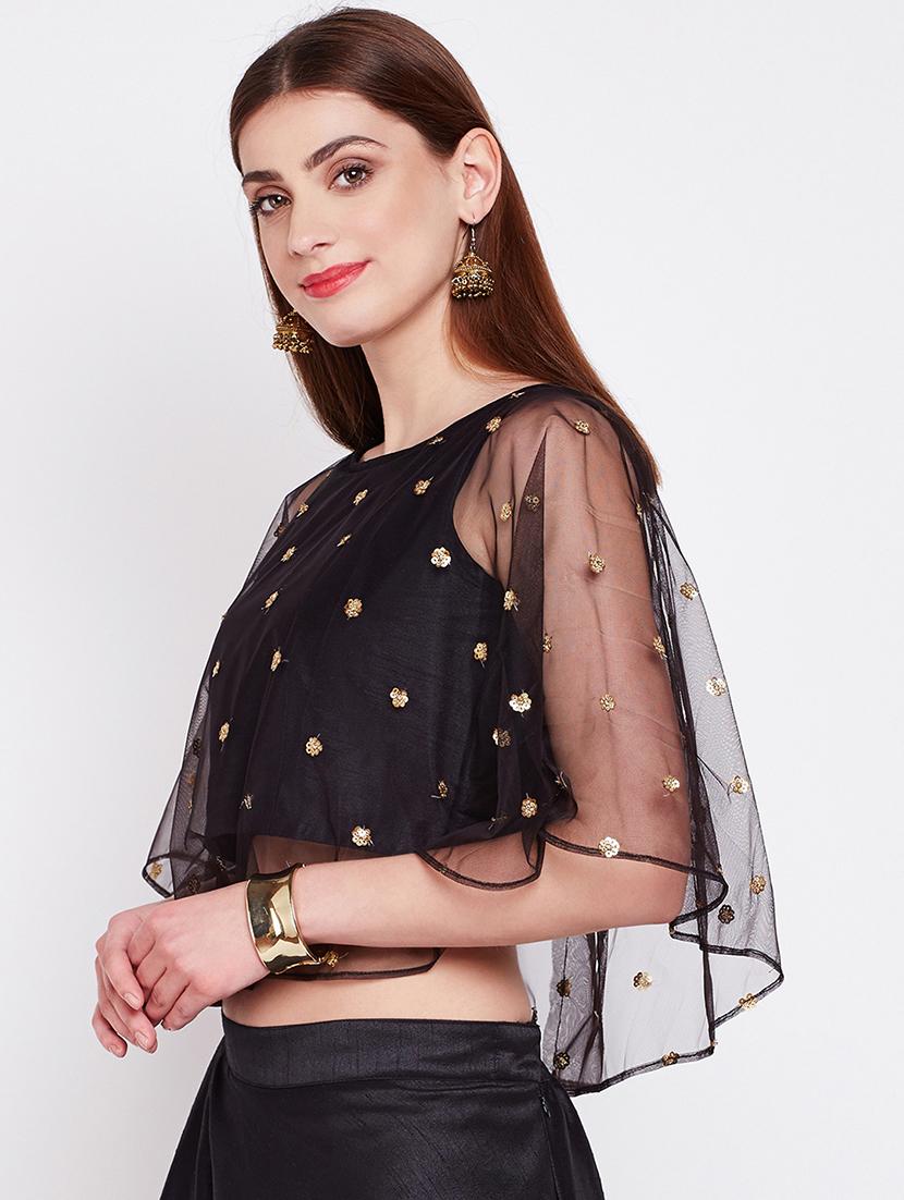 black net embroidered blouse - 16228277 - Zoom Image - 2