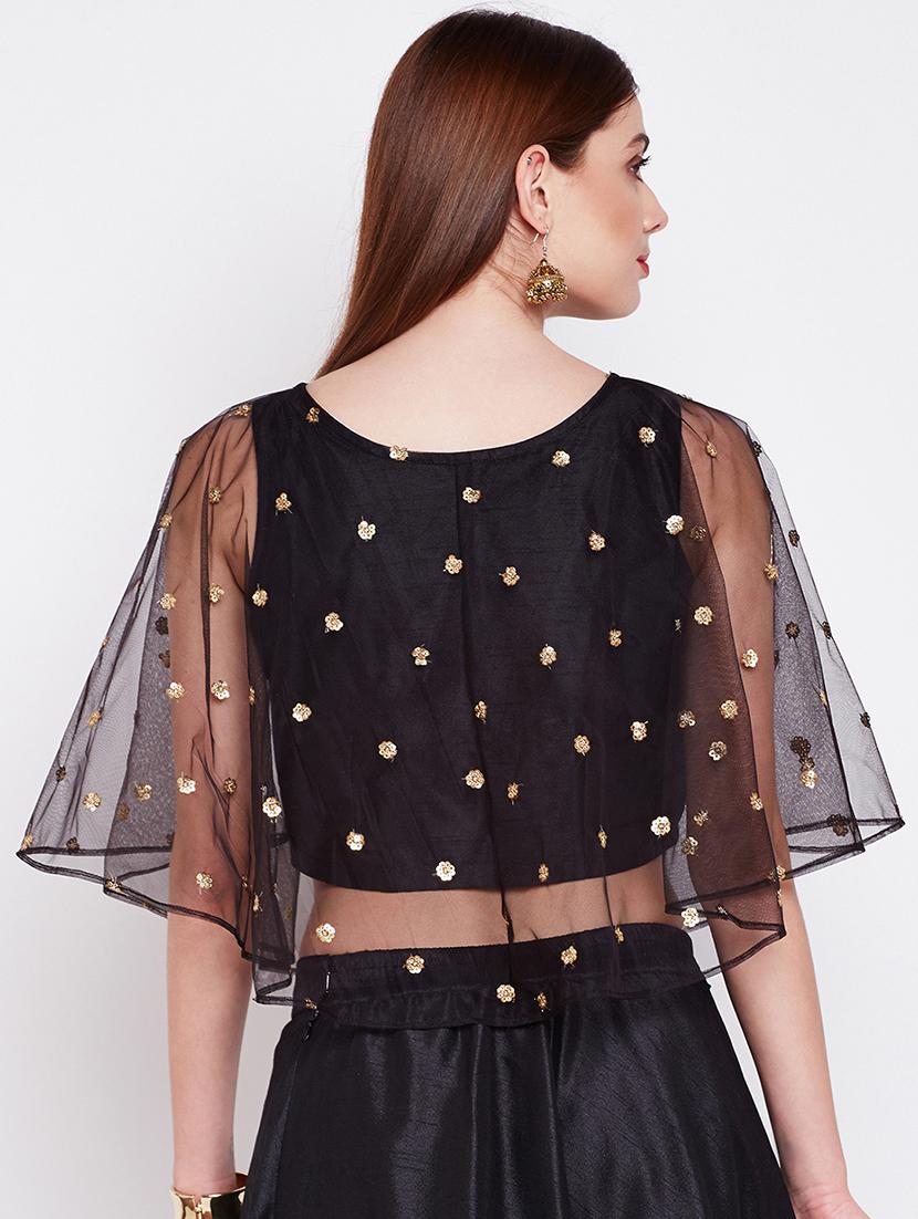 black net embroidered blouse - 16228277 - Zoom Image - 3