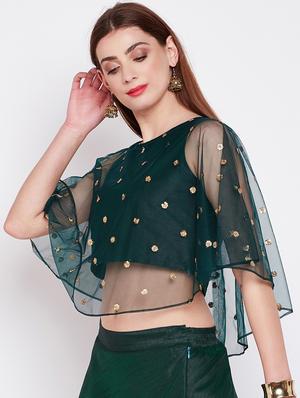 green dupion embroidered blouse - 16228278 - Standard Image - 2