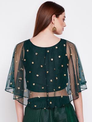 green dupion embroidered blouse - 16228278 - Standard Image - 3