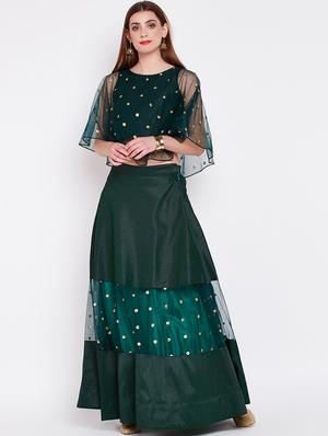green dupion embroidered blouse - 16228278 - Standard Image - 4