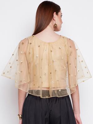 beige net embroidered blouse - 16228282 - Standard Image - 3