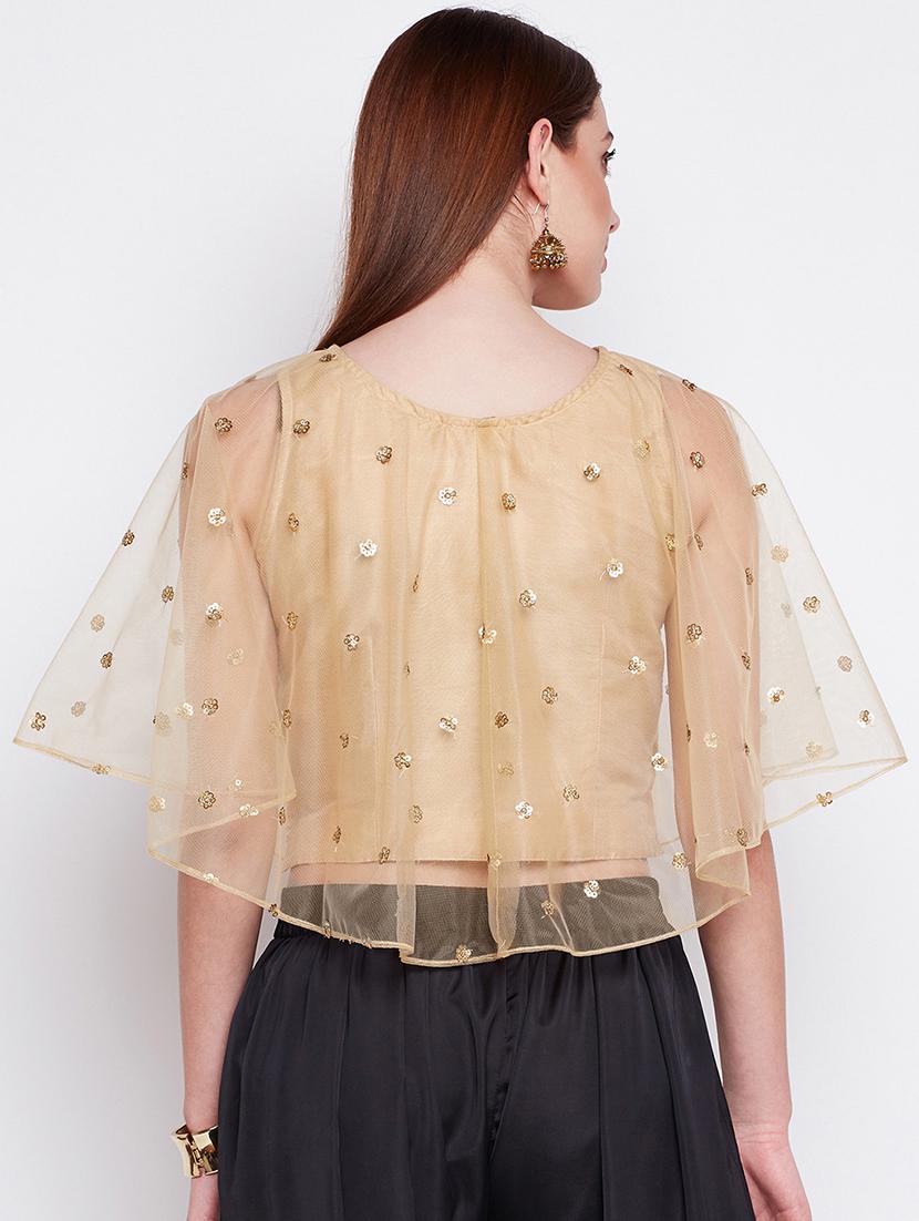 beige net embroidered blouse - 16228282 - Zoom Image - 3