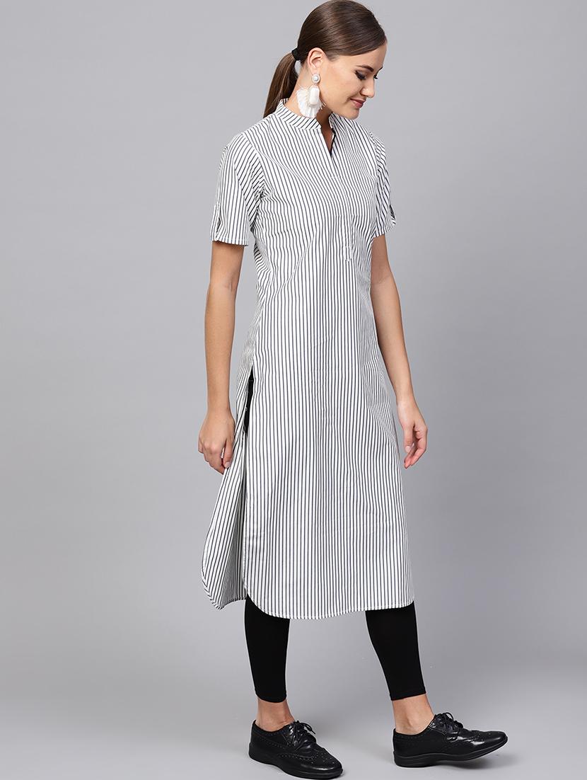 stripes straight kurta - 16228851 - Zoom Image - 1