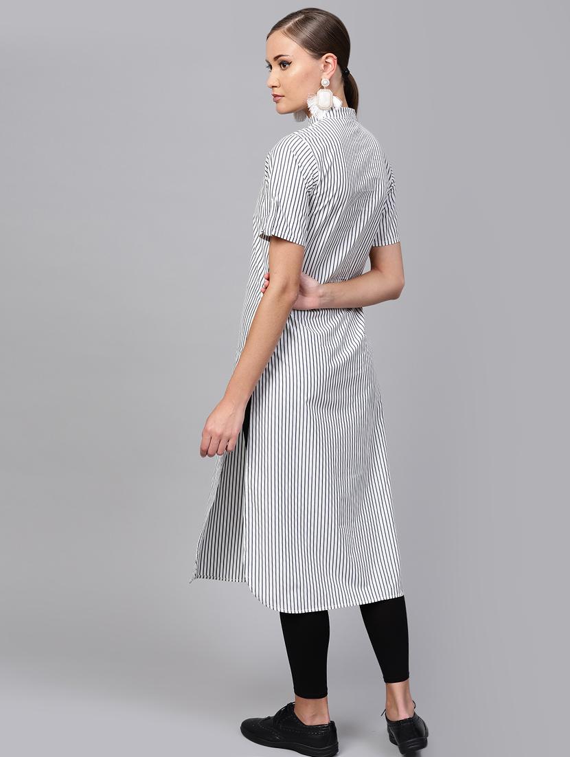 stripes straight kurta - 16228851 - Zoom Image - 3