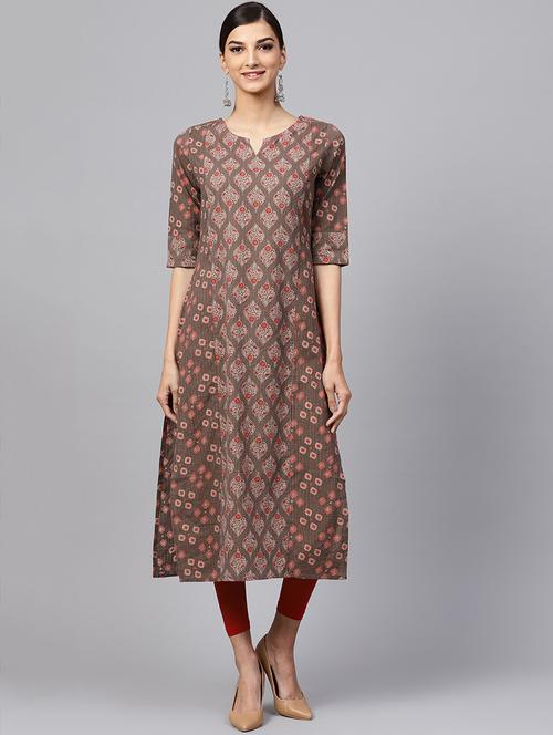 printed straight kurta - 16228861 - Very Small Image - 1