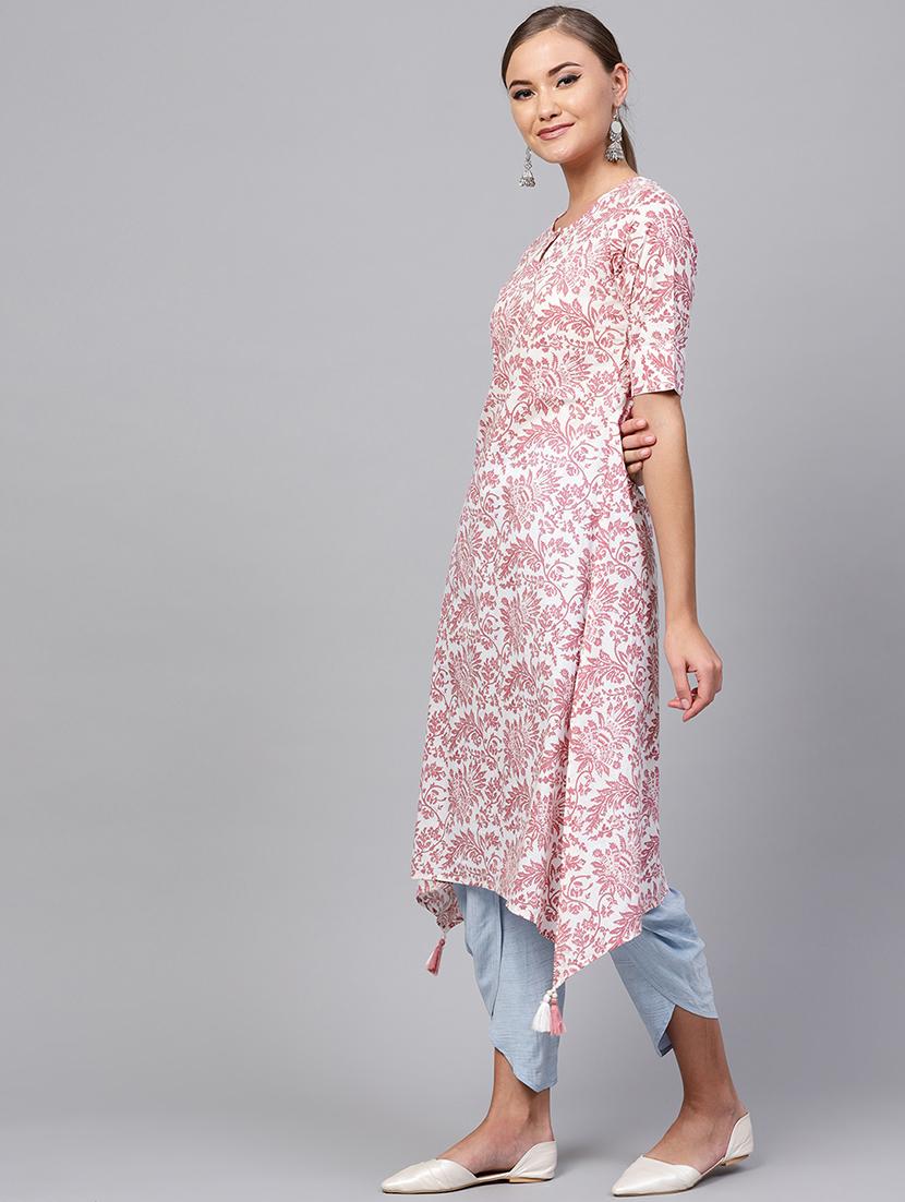 floral asymmetric kurta - 16228865 - Zoom Image - 2