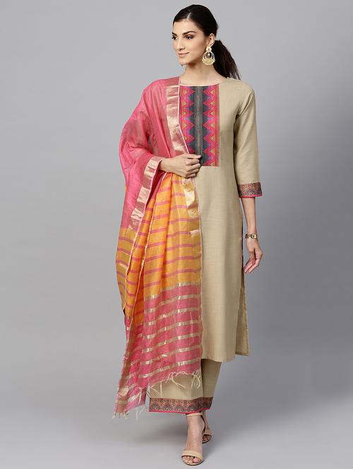 straight kurta palazzo dupatta set - 16228896 - Standard Image - 1