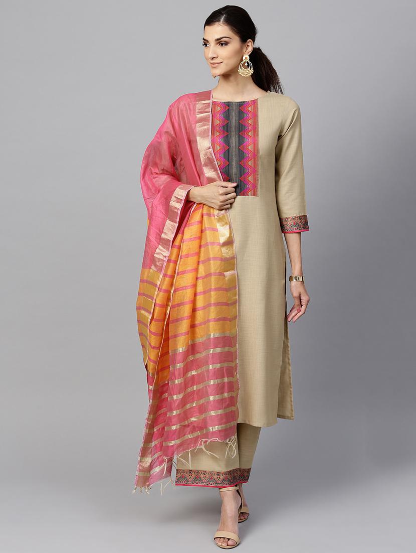 straight kurta palazzo dupatta set - 16228896 - Zoom Image - 1
