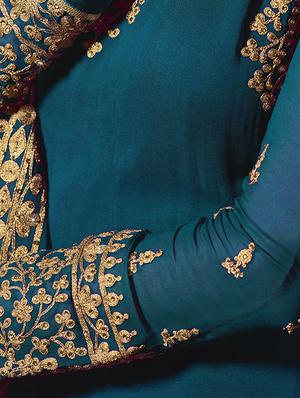 embroidered semi-stitched anarkali suit - 16228978 - Standard Image - 2