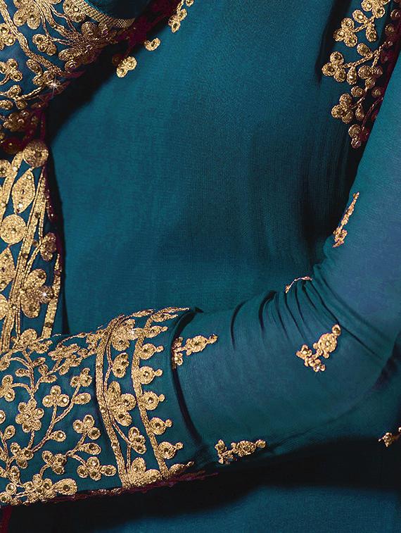 embroidered semi-stitched anarkali suit - 16228978 - Zoom Image - 2