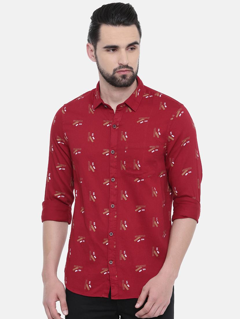 red cotton casual shirt - 16229039 - Zoom Image - 1