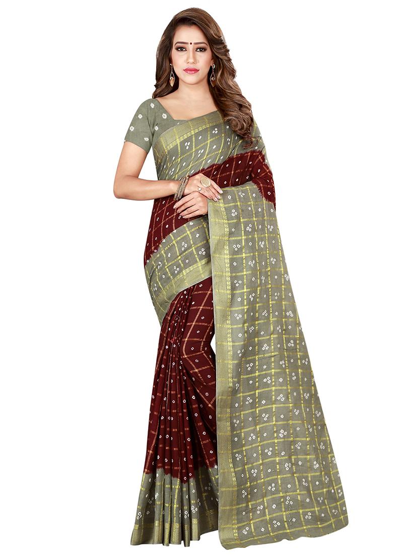 Bandhani printed saree with blouse - 16229271 - Zoom Image - 1