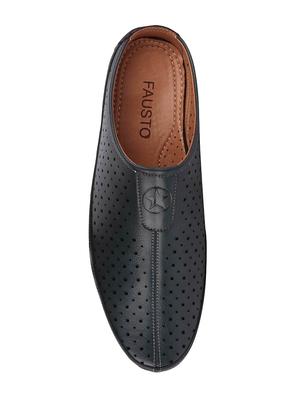 blue leatherette slip on mules - 16229699 - Standard Image - 4