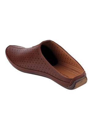 brown leatherette slip on mules - 16229700 - Standard Image - 3