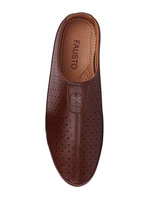 brown leatherette slip on mules - 16229700 - Standard Image - 4