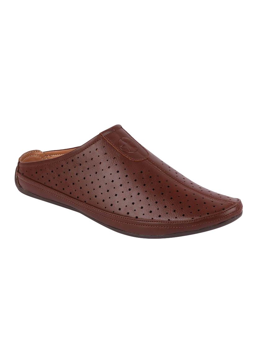 brown leatherette slip on mules - 16229700 - Zoom Image - 1