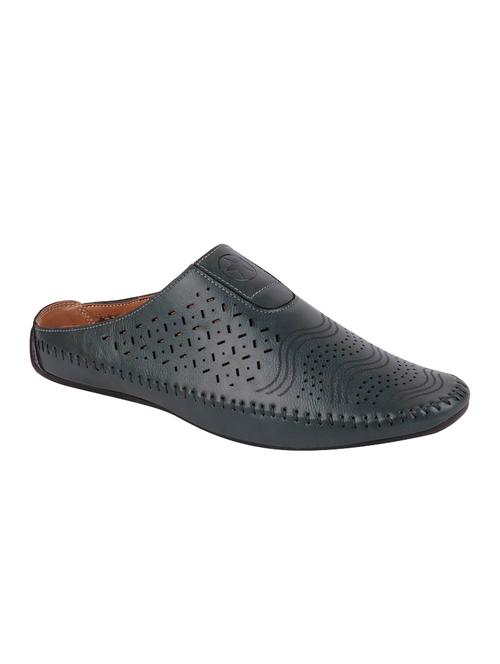blue leatherette slip on mules - 16229703 - Standard Image - 1