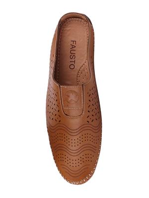 tan leatherette slip on mules - 16229705 - Standard Image - 4