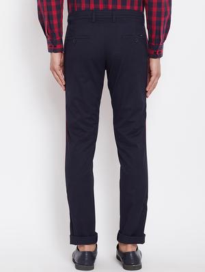navy blue cotton blend striped chinos - 16229711 - Standard Image - 3
