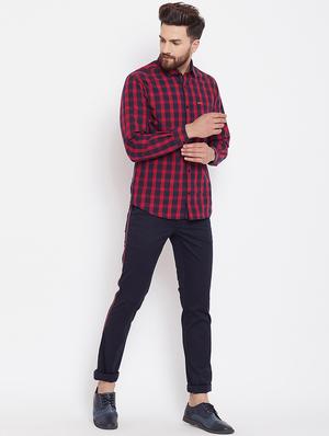navy blue cotton blend striped chinos - 16229711 - Standard Image - 4