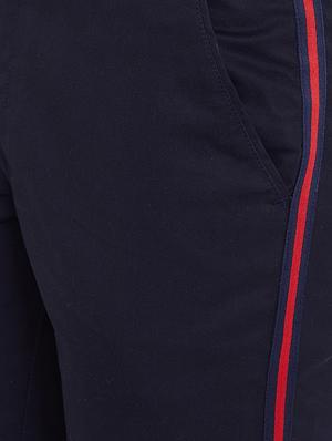 navy blue cotton blend striped chinos - 16229711 - Standard Image - 5