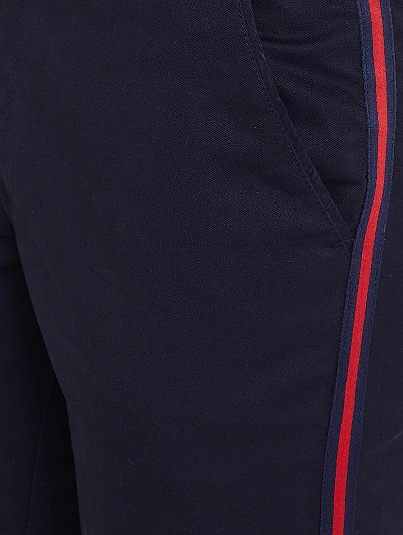 navy blue cotton blend striped chinos - 16229711 - Zoom Image - 5