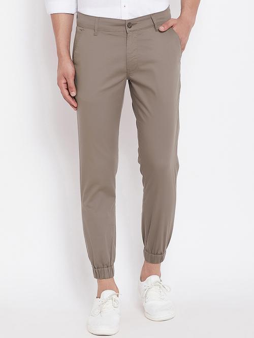 brown cotton blend jogger - 16229714 - Standard Image - 1