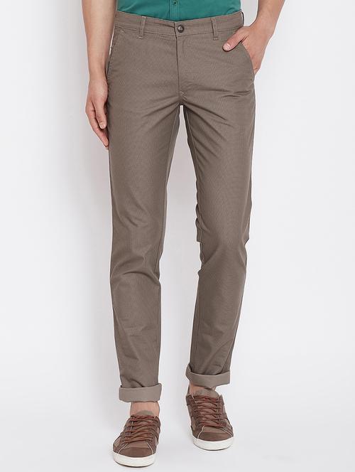 brown cotton blend chinos - 16229716 - Standard Image - 1