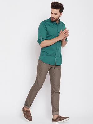 brown cotton blend chinos - 16229716 - Standard Image - 4